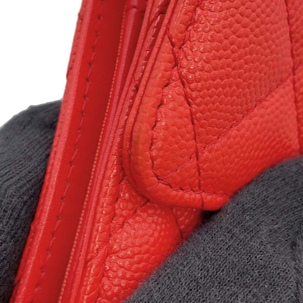 CHANEL Authentic Red Caviar Leather Logo Wallet - Picture 8 of 16
